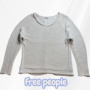 Free People XS Pullover Sweater Knit Long Sleeve V Neck Relaxed Fit Casual